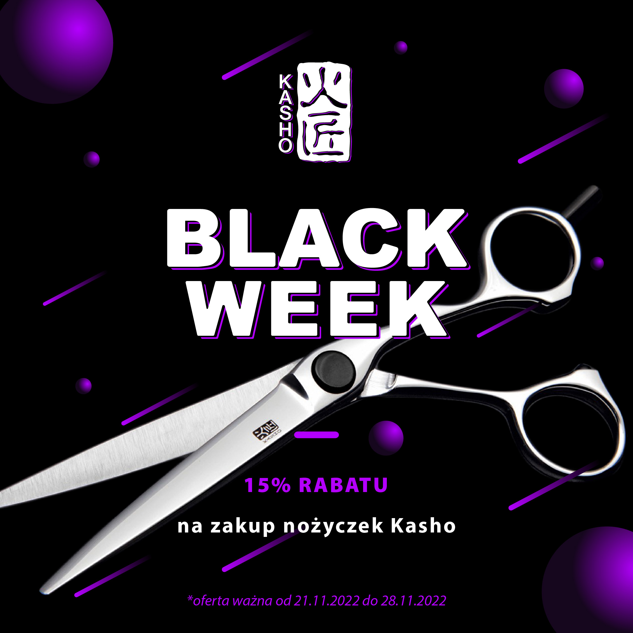 BLACK WEEK! -15 % rabatu na zakup nożyczek od KASHO!