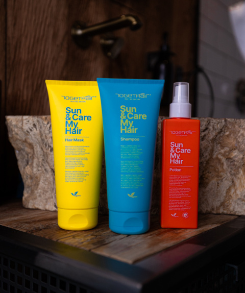 Zestaw na lato do ochrony włosów przed słońcem, chlorem i solą morską od TOGETHAIR.