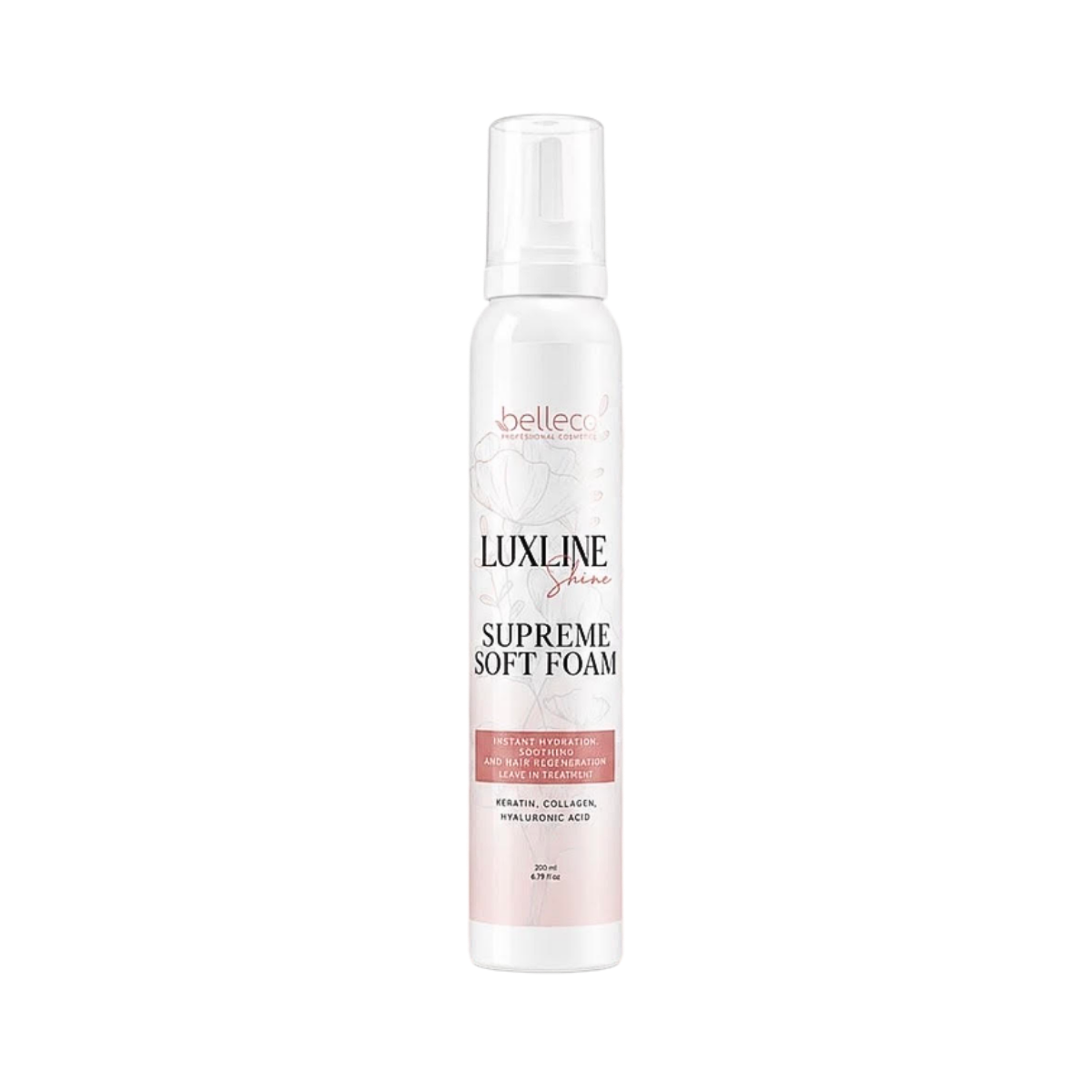 Belleco Luxline Supreme Soft Foam Profesjonalna pianka bez spłukiwania do włosów , zawiera kolagen, kwas hialuronowy i keratynę 200ml